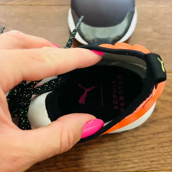 Sophie Webster Puma collab Vibrant Orange and Black women's Athletic Sneaker - Picture 3 of 6